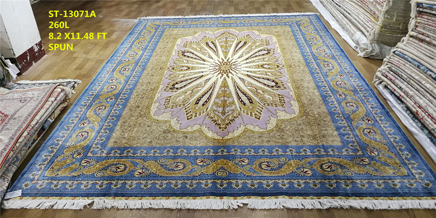 blends spun silk yarn carpet